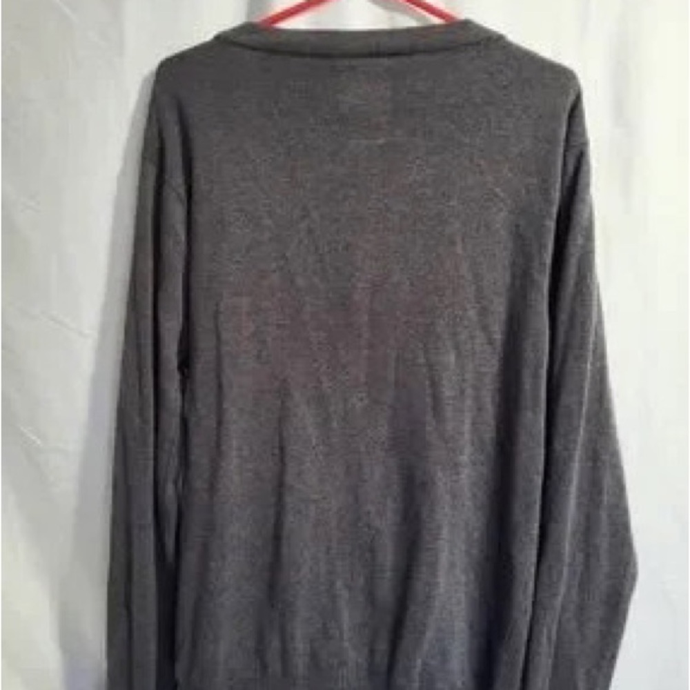 Men's Gray V-Neck Button Cardigan Sweater - Picture 3 of 6